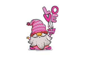 Valentine Gnome Embroidery Design