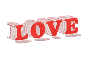 3D Love Embroidery Design