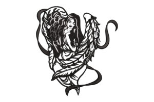 Angelic Woman Wrapped in Wings Embroidery Design
