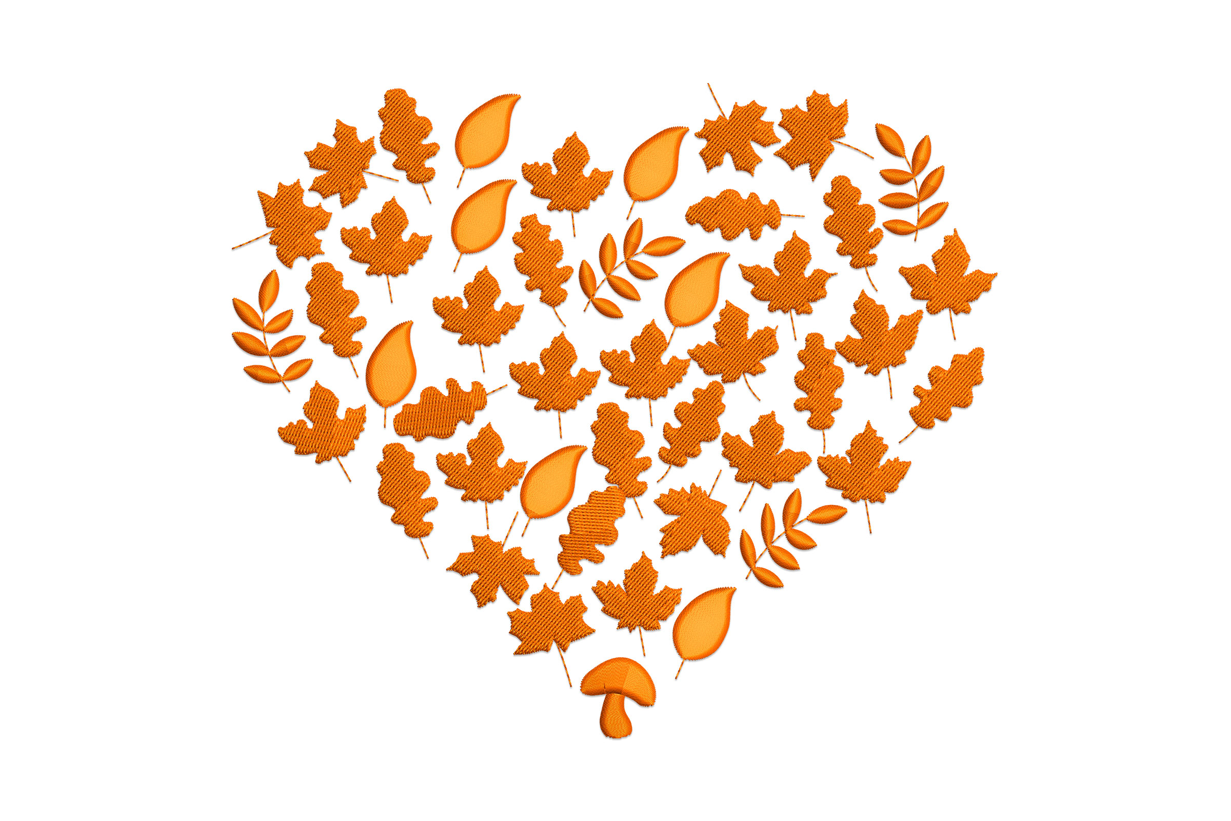 Autumn Leaves Heart Embroidery Design