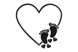 Baby Feet in Heart Embroidery Design