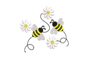 Bees & Daisies Embroidery Design