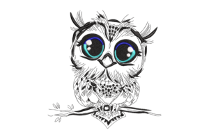 Big-Eyed Owl Embroidery Design