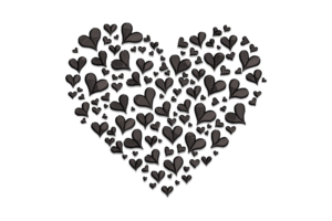 Black Heart Cluster Embroidery Design