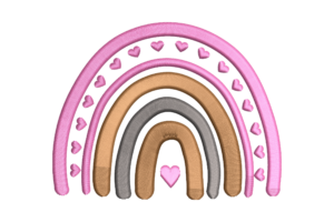 Boho Rainbow with Hearts Embroidery Design