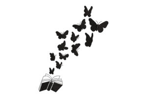 Book with Flying Butterflies Embroidery Design