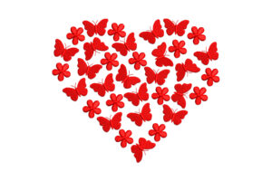 Butterfly & Flower Heart Embroidery Design