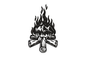 Campfire Mountain Landscape Embroidery Design
