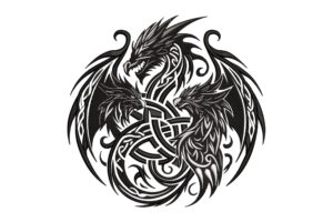 Celtic Tribal Dragon Pair Embroidery Design