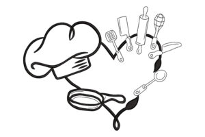 Chef Hat & Kitchen Tools Heart Embroidery Design