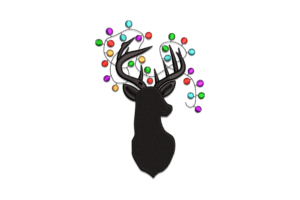 Christmas Deer Lights Embroidery Design