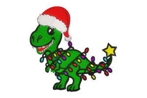 Christmas Dinosaur Embroidery Design