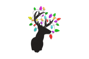 Christmas Lights Deer Embroidery Design