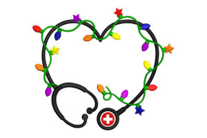 Christmas Stethoscope Heart Embroidery Design