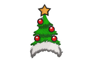 Christmas Tree with Santa Hat Embroidery Design