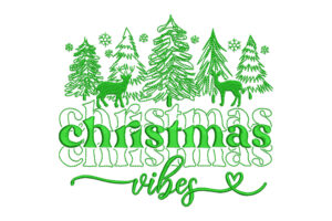 Christmas Vibes Deer & Forest Embroidery Design