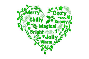 Christmas Word Art Heart Embroidery Design