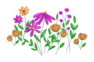 Colorful Wildflowers Embroidery Design