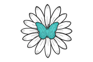 Daisy and Butterfly Embroidery Design