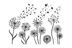 Dandelion Wishes with Flying Butterflies Embroidery Design
