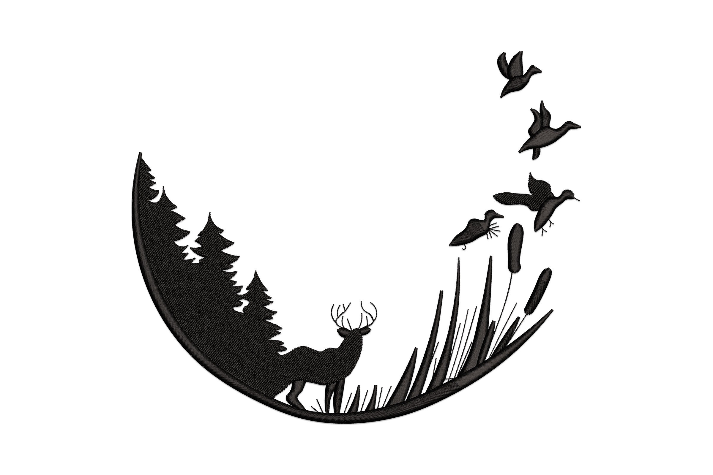 Deer & Ducks in the Wild Embroidery Design