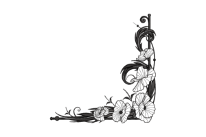 Elegant Floral Corner Embroidery Design