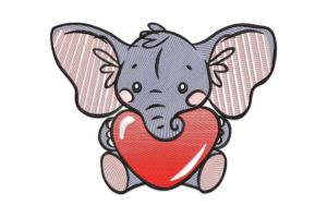 Elephant Love Embroidery Design