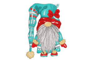Festive Gnome with Long Hat Embroidery Design