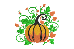 Floral Autumn Pumpkin Embroidery Design