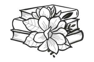 Floral Book Stack Embroidery Design