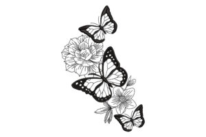 Floral Butterflies Embroidery Design