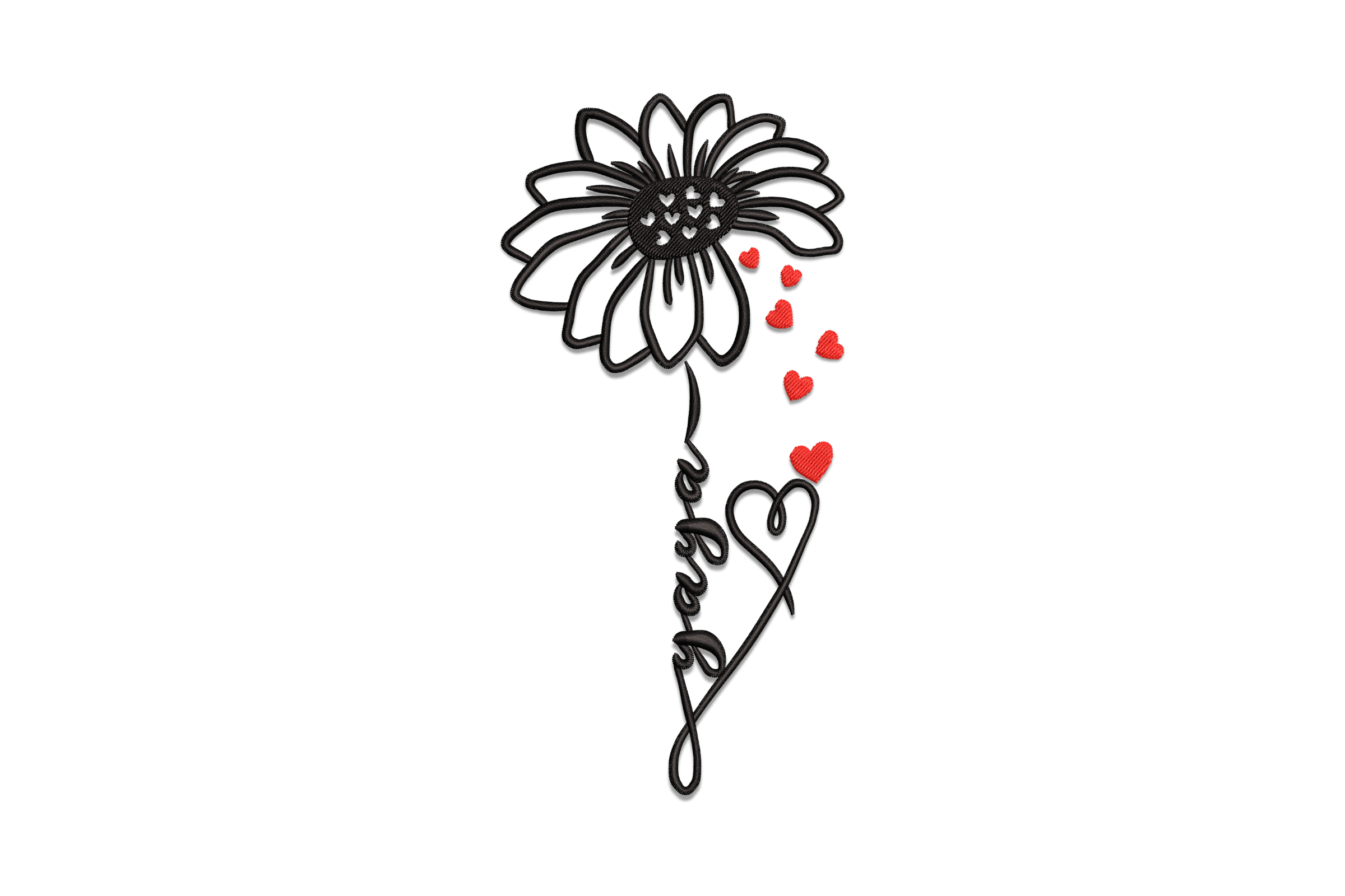 Flower with Hearts Embroidery Design
