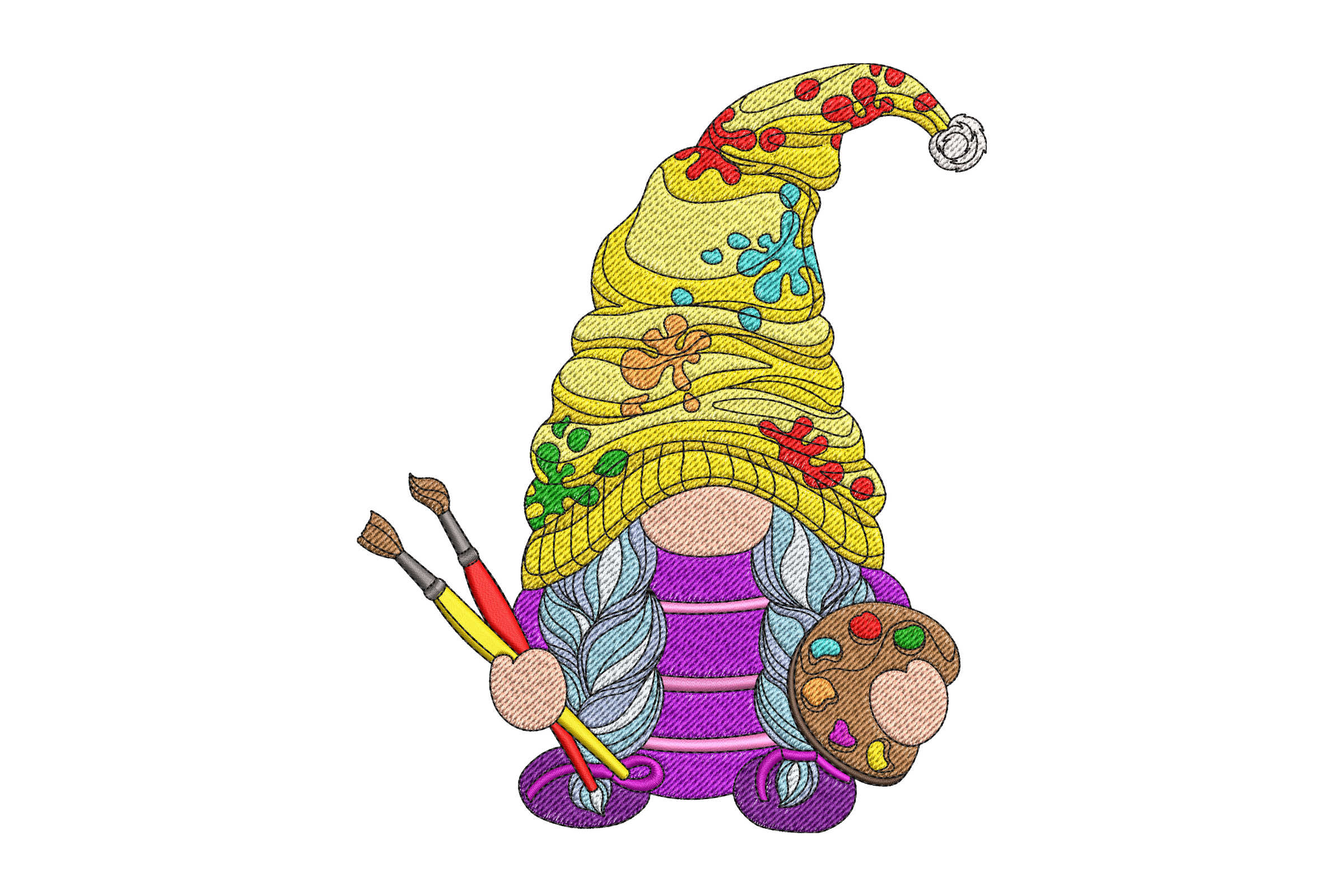 Free Artistic Painter Gnome Embroidery Design