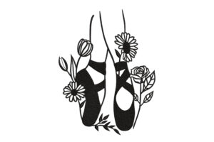 Free Floral Ballet Shoes Embroidery Design