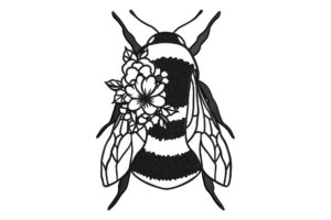 Free Floral Bee Embroidery Design