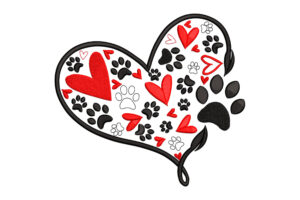 Full Paw Print Heart Embroidery Design