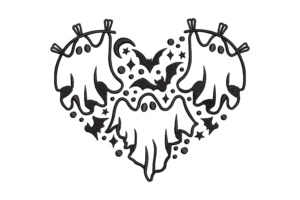 Ghost Heart Halloween Embroidery Design