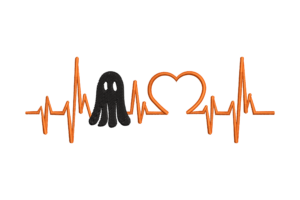 Ghost Heartbeat Embroidery Design