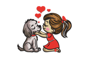 Girl & Dog Embroidery Design