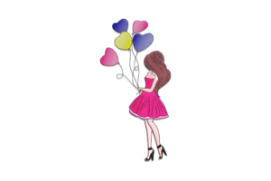 Girl with Balloons Embroidery Design