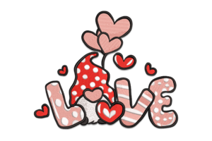 Gnome Love Embroidery Design