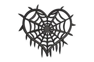 Gothic Heart Spider Web Embroidery Design