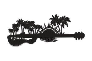 Guitar Sunset Embroidery Design