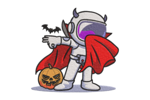 Halloween Astronaut Vampire Embroidery Design