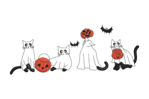 Halloween Cats and Ghosts Embroidery Design