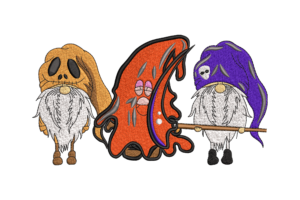 Halloween Gnome Trio Embroidery Design