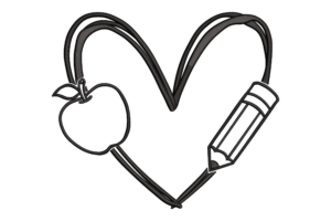 Heart Apple and Pencil Teacher Embroidery Design