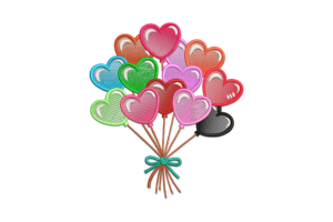 Heart Balloons Machine Embroidery Design