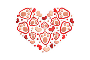 Heart Paw Print Embroidery Design