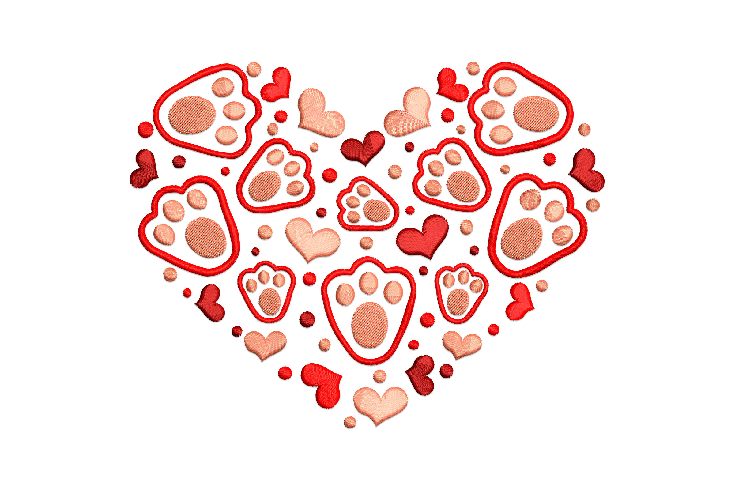 Heart Paw Print Embroidery Design